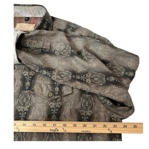 Scully Shirt Mens Large Brown 100% Tencel Long Sleeves Flip Cuff Western Casual - Picture 5 of 9